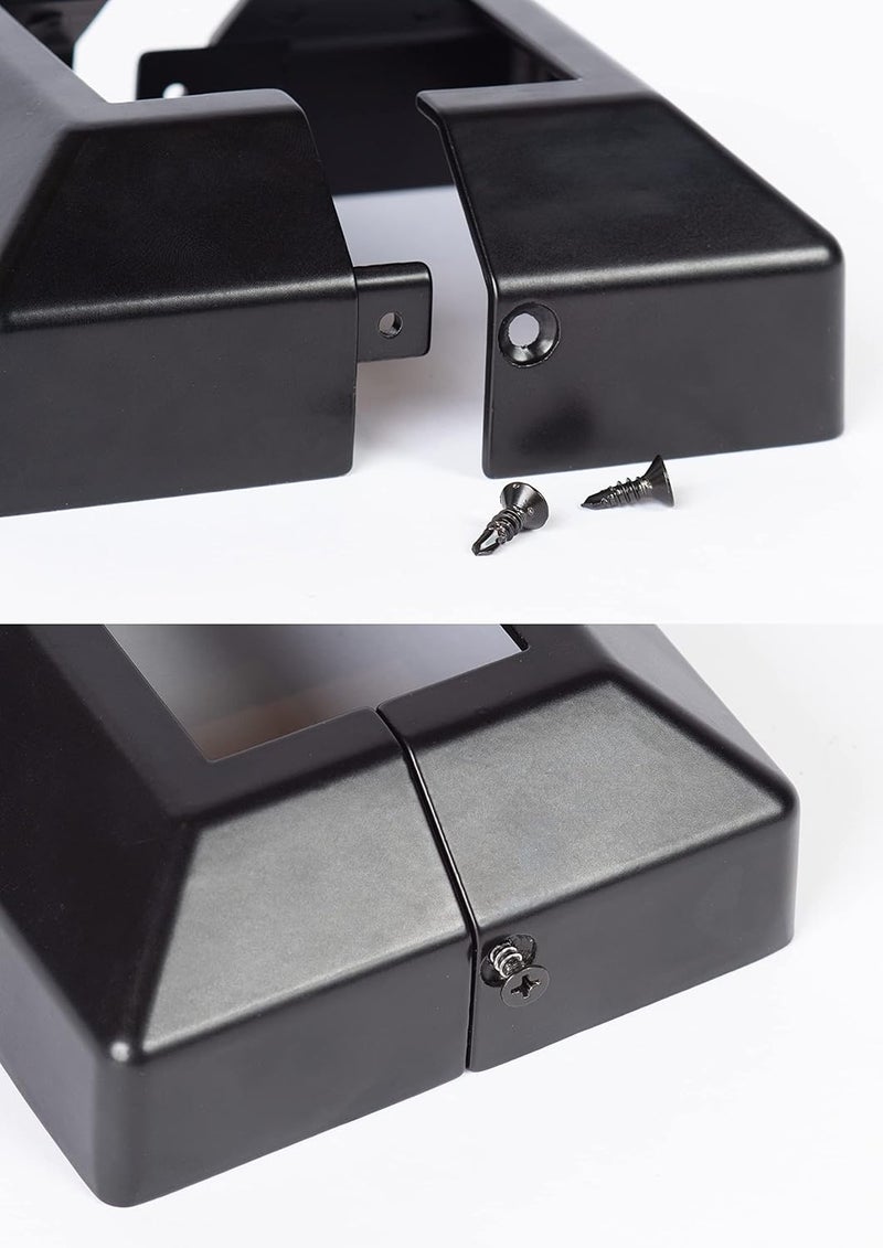 BORDERSMOVER Post Cover Plate for 2" Floor Flange, 2-Piece, Flange Base Shoe for Railings, Post Skirt Cover, Black - Image 2
